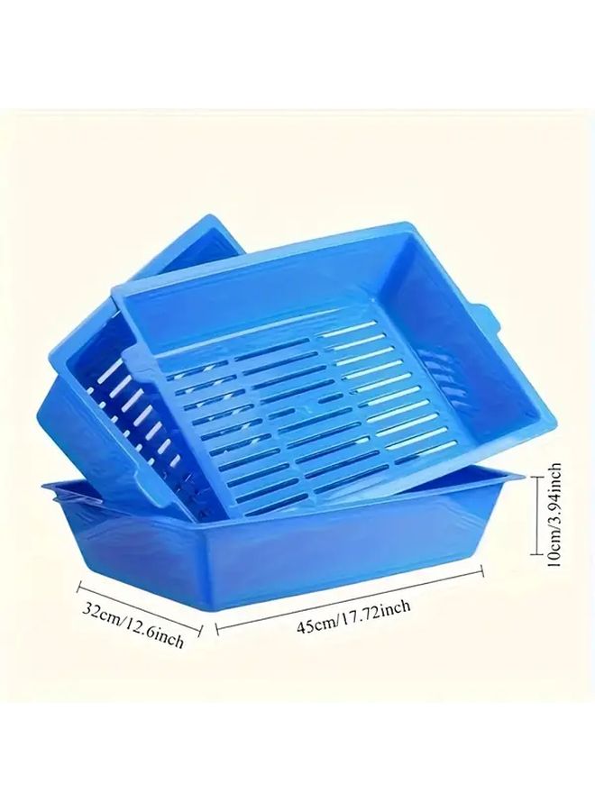 Blue 3 Tier Heavy Duty Cat Litter Box With Removable Trays No Overflow Easy Clean - Image 2